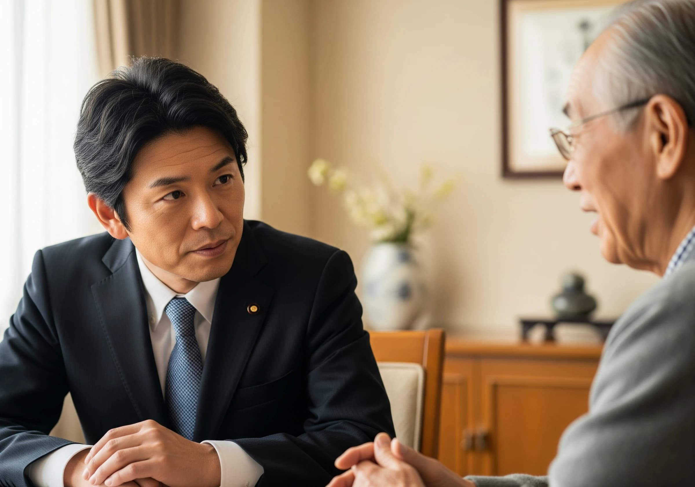 代表がお客様の話に耳を傾ける様子