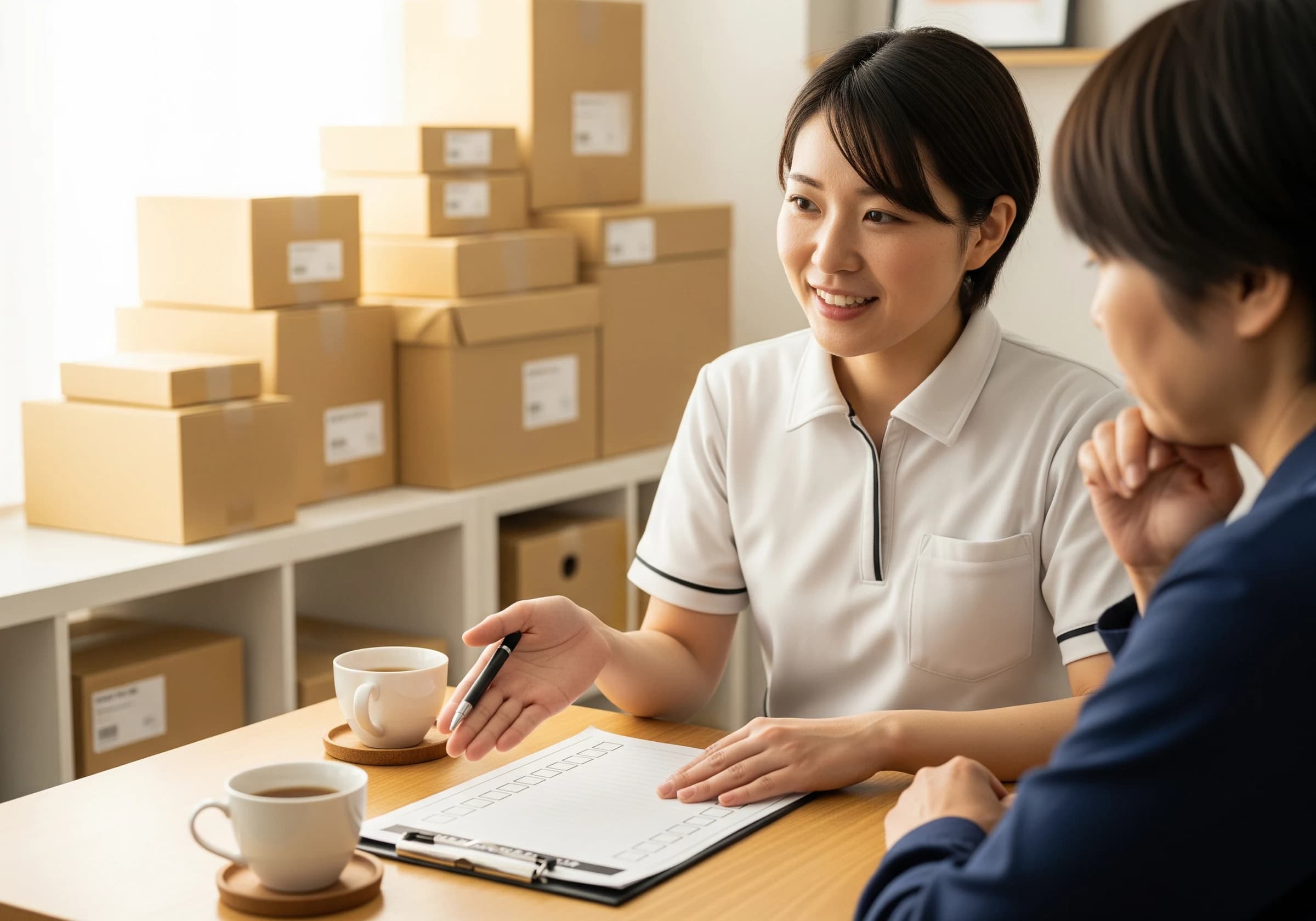ワンストップ対応の説明をするスタッフ